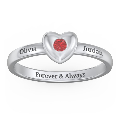 Solid Heart with Gemstone Ring