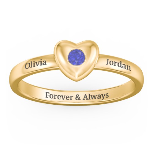 Solid Heart with Gemstone Ring