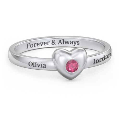 Solid Heart with Gemstone Ring