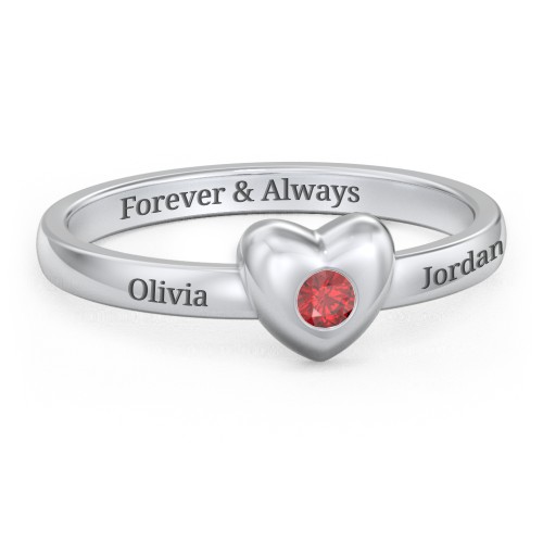 Solid Heart with Gemstone Ring