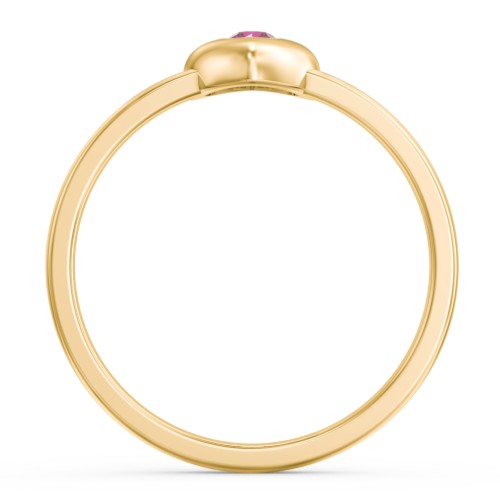 Solid Heart with Gemstone Ring – 18K Gold Plated Silver with Ruby
