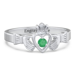 Round Stone Claddagh Ring