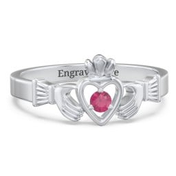 Round Stone Claddagh Ring