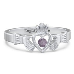 Round Stone Claddagh Ring