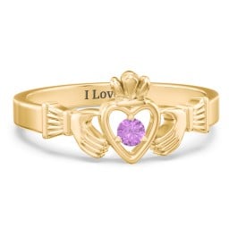 Round Stone Claddagh Ring