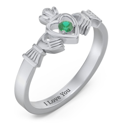Round Stone Claddagh Ring