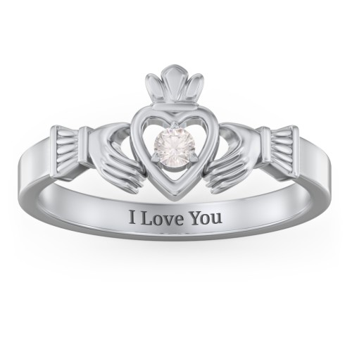 Round Stone Claddagh Ring