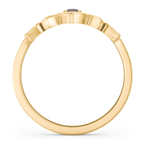 Round Stone Claddagh Ring – 18K Gold Plated Silver with Smokey Quartz
