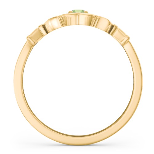 Round Stone Claddagh Ring – 18K Gold Plated Silver with Peridot