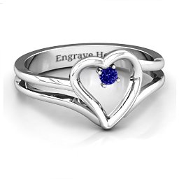Split Shank Heart Ring in 925 Sterling Silver with Blue Sapphire
