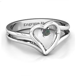 Split Shank Heart Ring in 925 Sterling Silver with Alexandrite