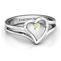 Split Shank Heart Ring in 925 Sterling Silver with Peridot