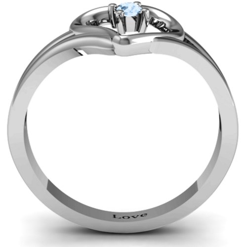 Split Shank Heart Ring – Sterling Silver with Aquamarine