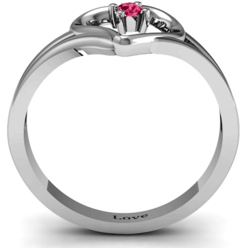 Split Shank Heart Ring – Sterling Silver with Ruby