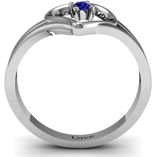 Split Shank Heart Ring – Sterling Silver with Blue Sapphire