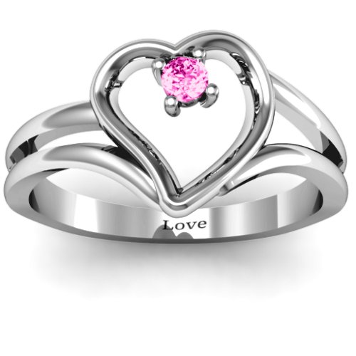 Split Shank Heart Ring – Sterling Silver with Pink Tourmaline