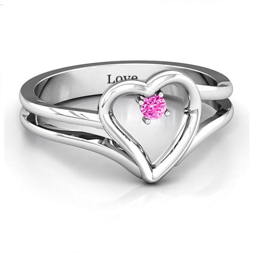 Split Shank Heart Ring – Sterling Silver with Pink Tourmaline