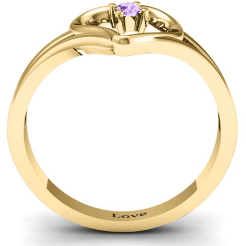 Split Shank Heart Ring – 10K Yellow Gold with Amethyst