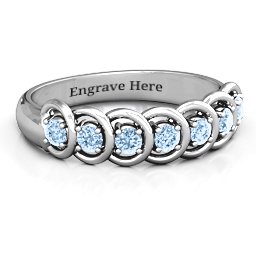 6 to 9 Stones in Halo Ring in 925 Sterling Silver with Aquamarine and Cubic Zirconia