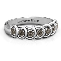 6 to 9 Stones in Halo Ring in 925 Sterling Silver with Smokey Quartz and Cubic Zirconia