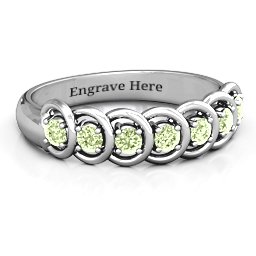 6 to 9 Stones in Halo Ring in 925 Sterling Silver with Peridot and Cubic Zirconia