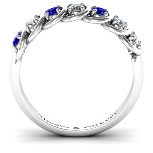 6 to 9 Stones in Halo Ring – Sterling Silver with Blue Sapphire and Cubic Zirconia