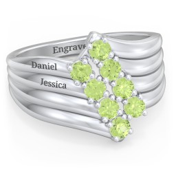 8 Stone Wave Ring in 925 Sterling Silver with Peridot