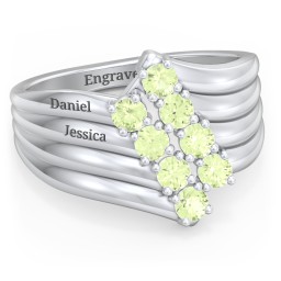 8 Stone Wave Ring in 925 Sterling Silver with Peridot
