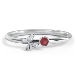 Stacking Butterfly Ring with Bezeled Gemstone