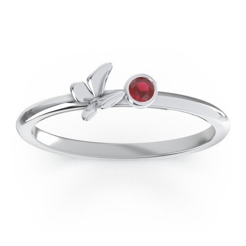 Stacking Butterfly Ring with Bezeled Gemstone