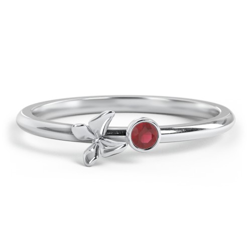 Stacking Butterfly Ring with Bezeled Gemstone