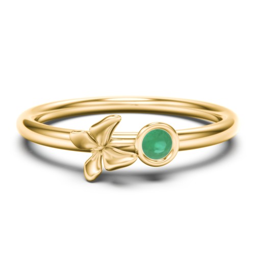 Stacking Butterfly Ring with Bezeled Gemstone