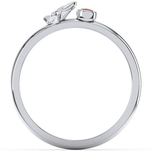 Stacking Butterfly Ring with Bezeled Gemstone – Sterling Silver with Garnet