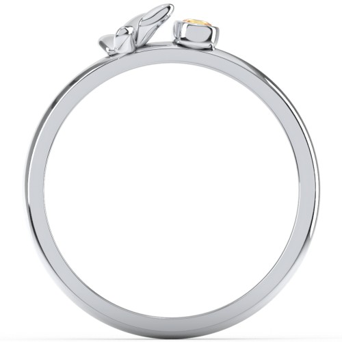 Stacking Butterfly Ring with Bezeled Gemstone – Sterling Silver with Citrine
