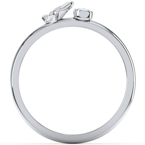 Stacking Butterfly Ring with Bezeled Gemstone – Sterling Silver with Blue Topaz