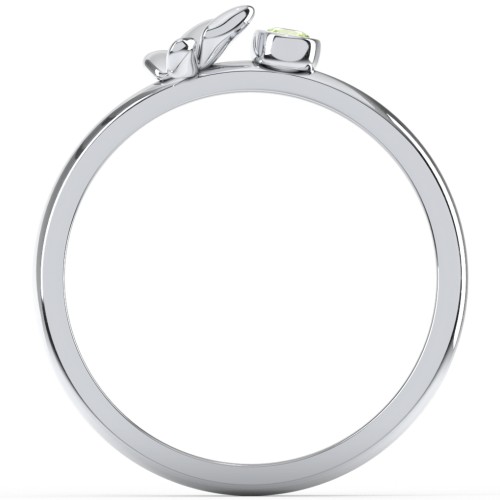 Stacking Butterfly Ring with Bezeled Gemstone – Sterling Silver with Peridot