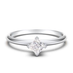 Stacking Ring with Compass Set Princess Gemstone in 925 Sterling Silver with Diamond