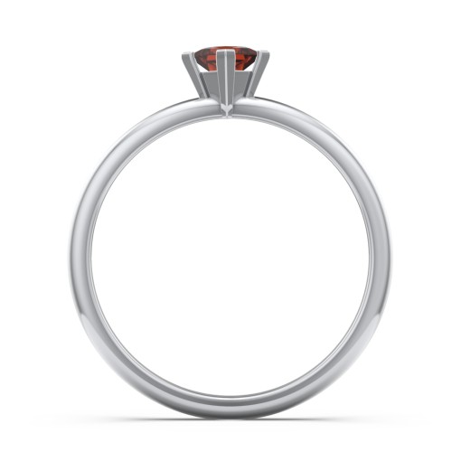 Stacking Ring with Compass Set Princess Gemstone – Sterling Silver with Garnet
