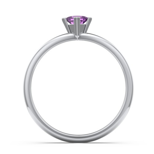Stacking Ring with Compass Set Princess Gemstone – Sterling Silver with Amethyst