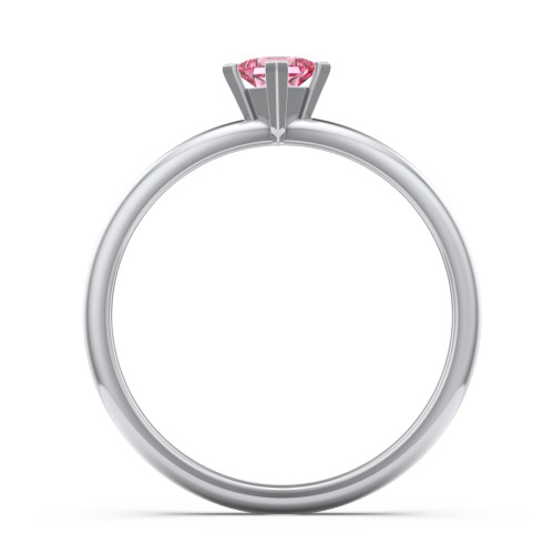 Stacking Ring with Compass Set Princess Gemstone – Sterling Silver with Pink Tourmaline