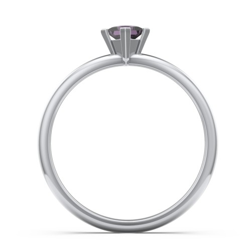 Stacking Ring with Compass Set Princess Gemstone – Sterling Silver with Alexandrite