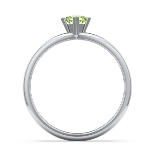 Stacking Ring with Compass Set Princess Gemstone – Sterling Silver with Peridot