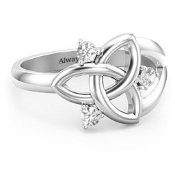 Siobhán Celtic Knot Ring in 925 Sterling Silver with Diamond