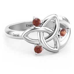 Siobhán Celtic Knot Ring in 925 Sterling Silver with Garnet