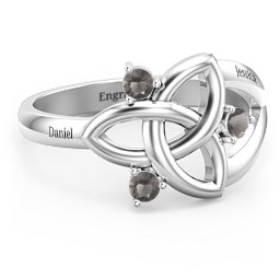 Siobhán Celtic Knot Ring in 925 Sterling Silver with Smokey Quartz