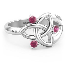 Siobhán Celtic Knot Ring in 925 Sterling Silver with Ruby