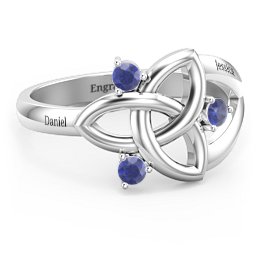 Siobhán Celtic Knot Ring in 925 Sterling Silver with Blue Sapphire