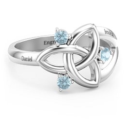 Siobhán Celtic Knot Ring in 925 Sterling Silver with Blue Topaz