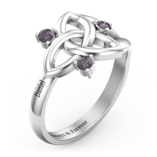Siobhán Celtic Knot Ring – Sterling Silver with Alexandrite