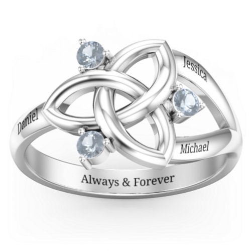 Siobhán Celtic Knot Ring – Sterling Silver with Aquamarine